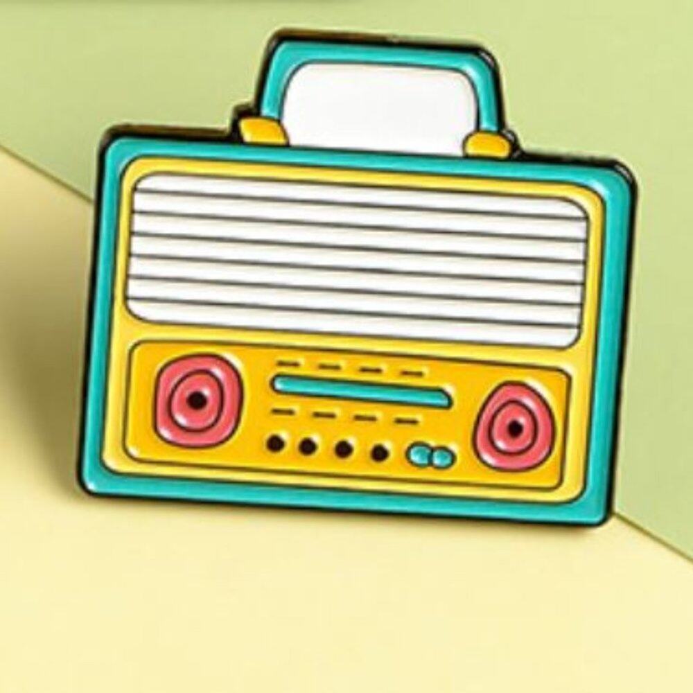 AM FM Radio Pin Brooch